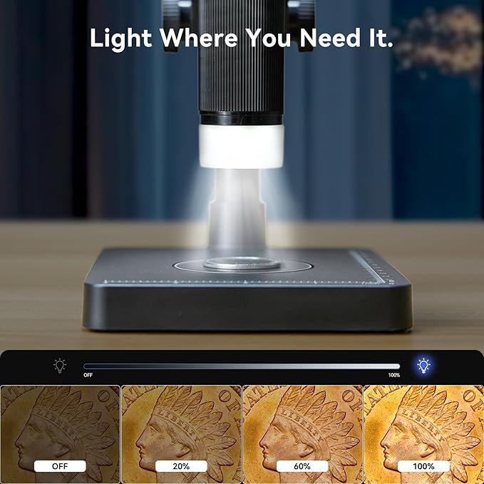 Elikliv EDM4C Coin Microscope with Scale：4.3" Digital Microscope with Adjustable LED, Error Coin Magnifier with Screen & Weighing Scope for Collectors, Jewelers, Students, Windows/Mac Compatible