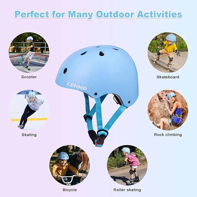 Kids Bike Helmet,Toddler Skateboard Helmets for Ages 2-3-5-8-14 Years Boys Girls，Adjustable Multi-Sport Bicycle Skateboarding Football Roller Skating Scooter Rollerblade Balance Bike Helmet