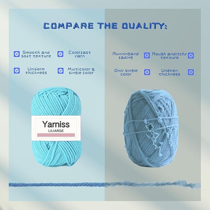 Yarniss Crochet Kits with Yarn,1120 Yards Soft Crochet Skeins, 10 Size Ergonomic Crochet Hooks with Portable Crochet Bag