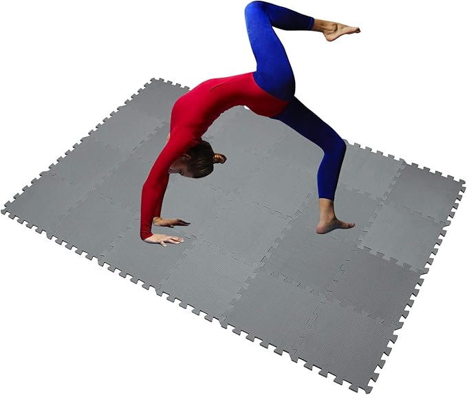 XMTMMD Soft Non-Toxic Foam Baby Play Mat | Toddler Playmat | EVA Foam Interlocking Tiles for Gym, Nursery, Playroom | 18 Squares Foam Floor Mats for Kids & Babies | Gray Jigsaw Puzzle Play Mat