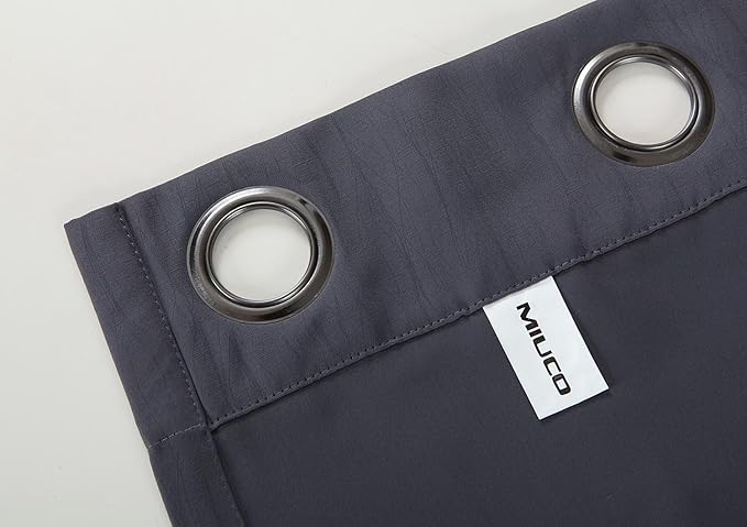 MIUCO Blackout Curtains Room Darkening Thermal Insulated Textured Grommet Curtains for Bedroom 2 Panels 52x95 Inch Dark Grey