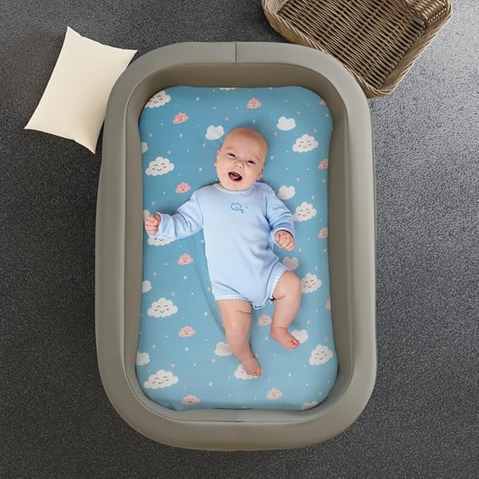 4 Pack Soft Baby Boy Sheets Dinosaur Star Cloud Soft Polyester Neutral Unisex Fitted Sheets Set for Baby Boys