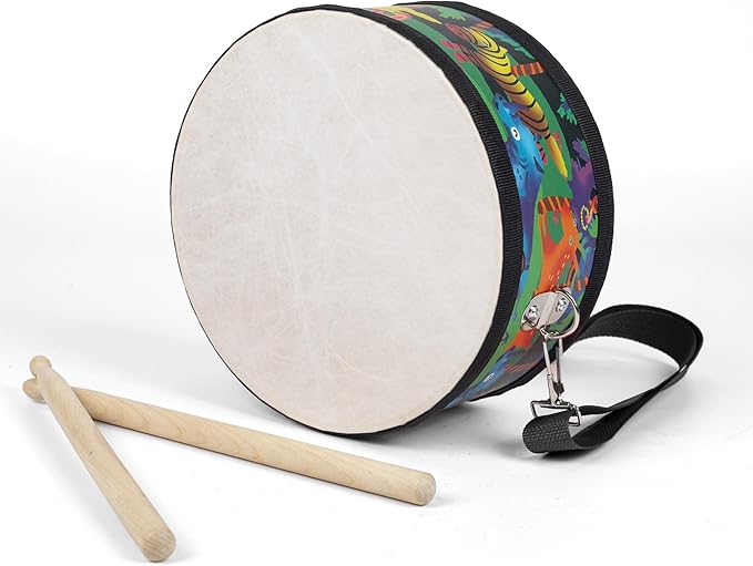 Kids Drum Set with Adjustable Strap: Toddler Musical Instrument for Ages 3-5, Wearable Drum Kit with Drumsticks, Educational Percussion Toy for Rhythm Music Development (Black)