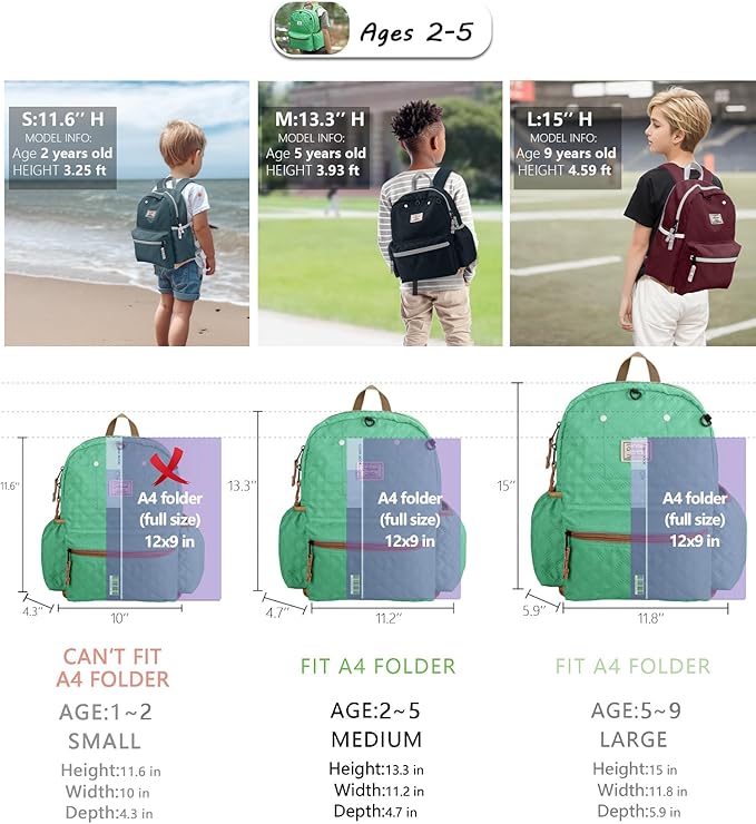 Toddler Backpack for Boys 2-5: Preschool Kindergarten Backpack - 13" Daycare Backpack Fit A4 Folder