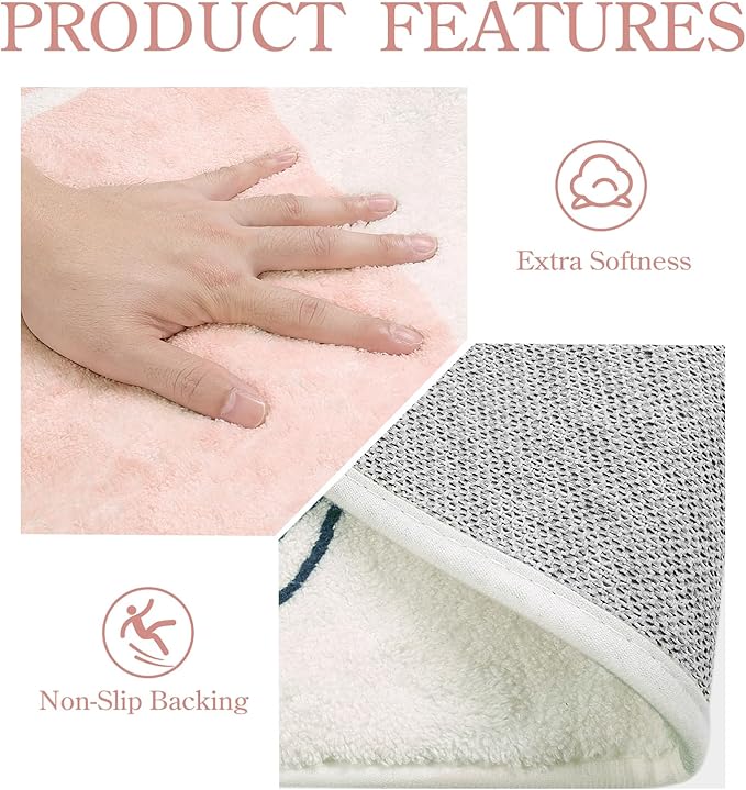 Lahome Boho Pink 3Ft Round Area Rugs - Soft Cute Small Circle Rug for Kids Nursery Room, Washable Non-Slip Botanical Print Circular Carpet for Sofa Playroom (Pink,3'x3')