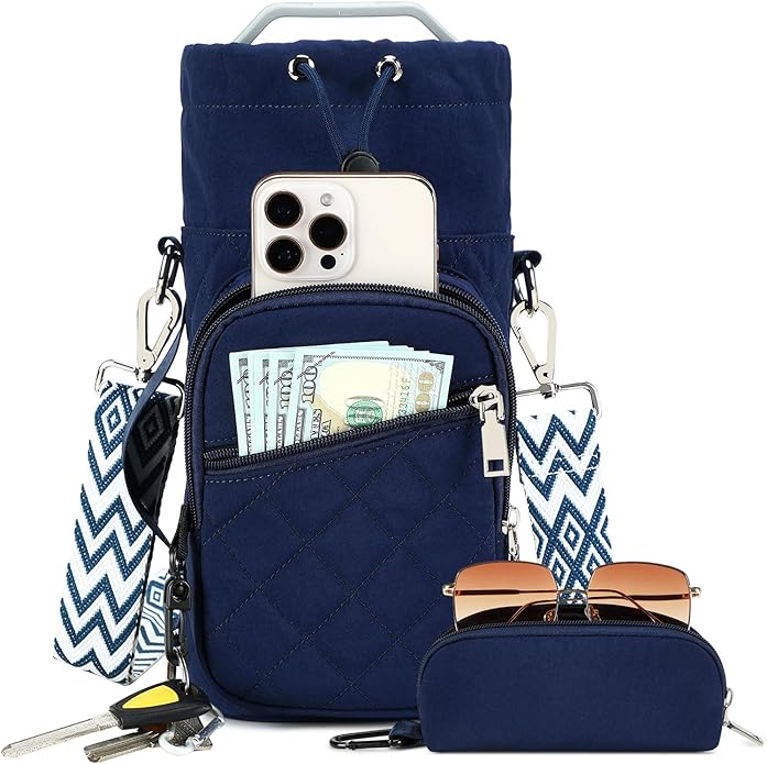 Water Bottle Carrier Bag with Strap, Water Bottle Holder Crossbody Bags for Women Men for Walking, Hiking,Cycling