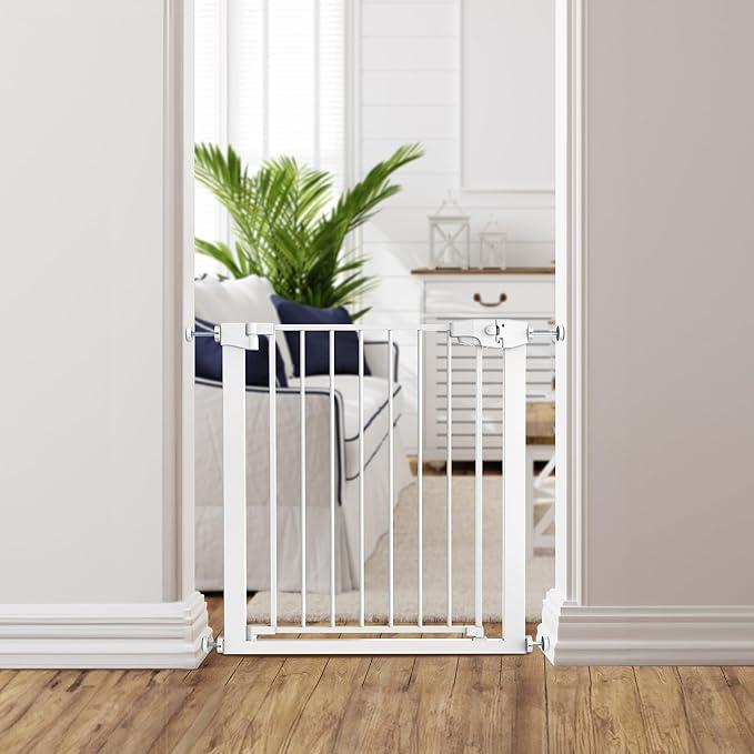 Easy Step Walk-Thru Baby Gate – Adjustable Safety Gate for Babies & Pets, Pressure Mount Kit, Includes Wall Cups – 29.7 to 32W x 30.5H inches, CPC Certified