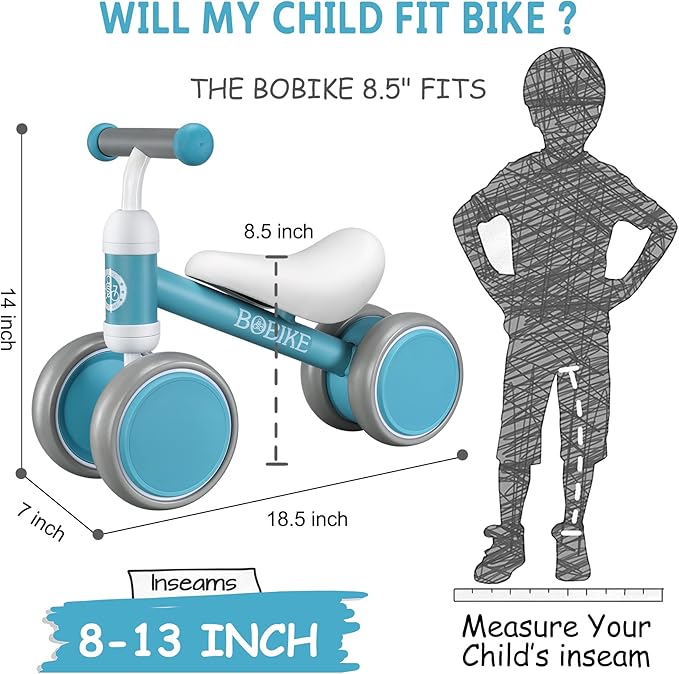 Baby Balance Bike Toys for 12-36 Months Kids Toy Boy and Girls Gifts Toddler Best First Birthday Gift Children Walker No Pedal Infant 4 Wheels Bicycle (Classic, Light Blue)