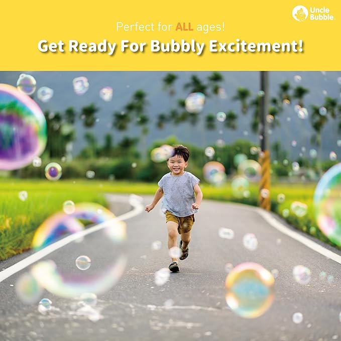 Uncle Bubble Concentrated Bubble Solution (up to 6L/1.6 Gallons) Regular Bubbles for Bubble Machine, Bubble Gun, Bubble Wands, Bubble Mower, Bubble Juice Refills. Make 3L/0.8 Gallons for Giant Bubble