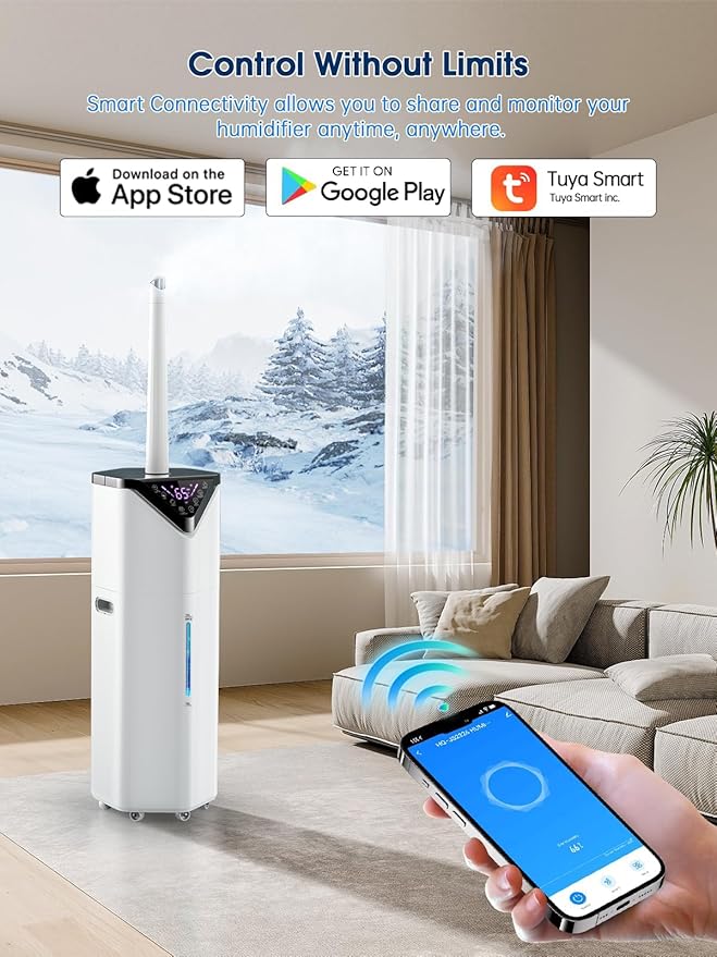 19L/5Gal Humidifiers for Bedroom Large Room 2800 sq ft, Quiet Humidifiers for Large Room, Floor Humidifier with 3 Mist Mode & Auto 180°Mist Tube for Home Whole House School Office Commercial Plants