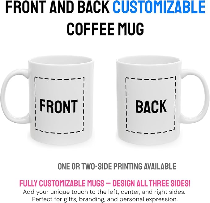 Personalized Coffee Mug – Custom Photo, Text, or Logo Ceramic Mug Tea Cup | Taza Personalizada with Picture or Message | Customized Gift Idea for Men & Women, Mom, Dad, Friends - White/Orange | 15oz