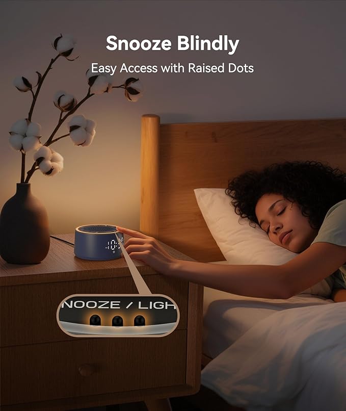 Dreamegg Sound Machine & Alarm Clock - White Noise Machine with 7 Wake-Up Sounds, 0-100% Dimmable, Night Light, Sound Machine for Sleeping, Office, Home, Travel Essentials Gift, Navy