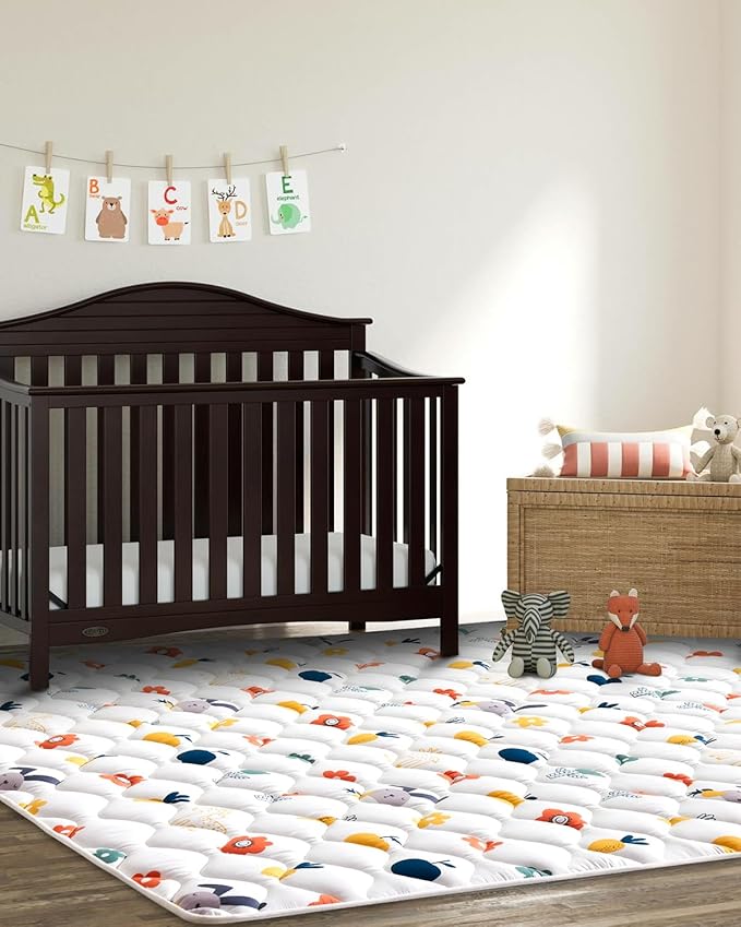 Odorless Premium Foam Baby Play Mat 79" x 63", Soft Microfiber Fabric Crawling Mat for Floor- Comfortable and Hypoallergenic, Non-Slip Cushioned Floor Playpen mat for Infants,Babies,Toddlers