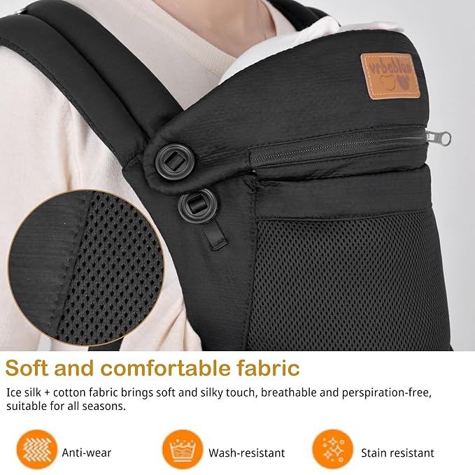 New Upgrade Ergonomic Baby Carrier Newborn Toddler Wrap Carrier,Hands Free Baby Sitting Sling,Breathable,Perfect for Infants/Chest Sling for Babies Shower Gift (Ink-Black, Upgrade-with Belt)