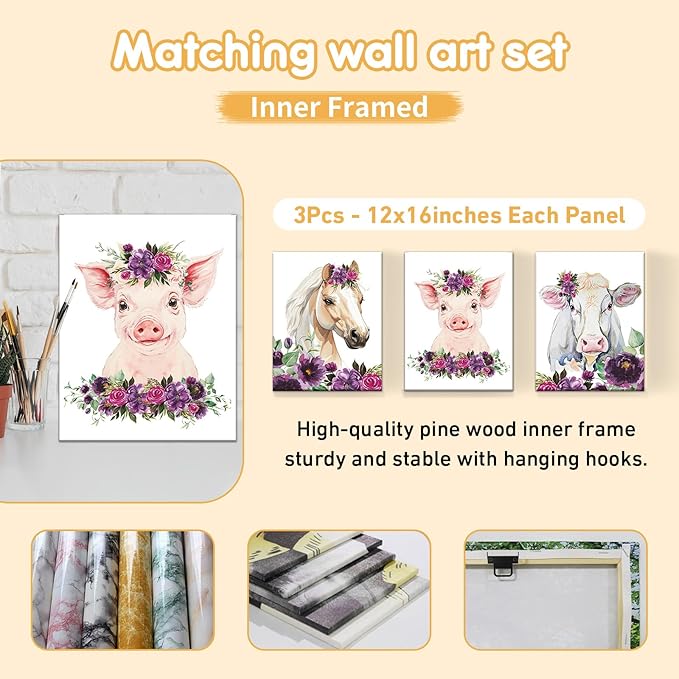 Custom Baby Crib Bedding Set, 5 Pcs Personalized Name Baby Crib Sets for Infant Toddler, Floral Horse Nursery Bedding Set for Baby Girls, Double Layer Baby Bedding Sets, Gifts for New Parents