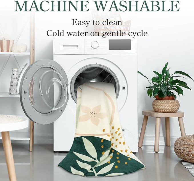 Lahome Green 8 Ft Round Rug - Washable Round Area Rug for Living Room Throw Soft Boho Round Rug Large Non-Slip Dining Room Rug, Botanical Print Round Carpet for Bedroom Office (Green,8'x8')