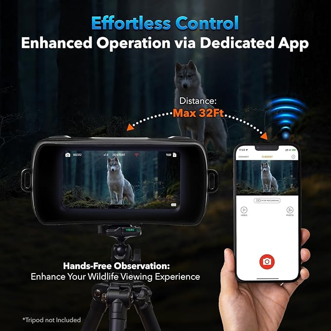 GTHUNDER Night Vision Goggles, Night Vision Binoculars – 4K UHD Video, 52MP Photos, App Remote Control, 10X Zoom, 4" HD Screen, 984ft, 7-Level IR, 4000mAh, 32GB Card – Ideal for Hunting & Security