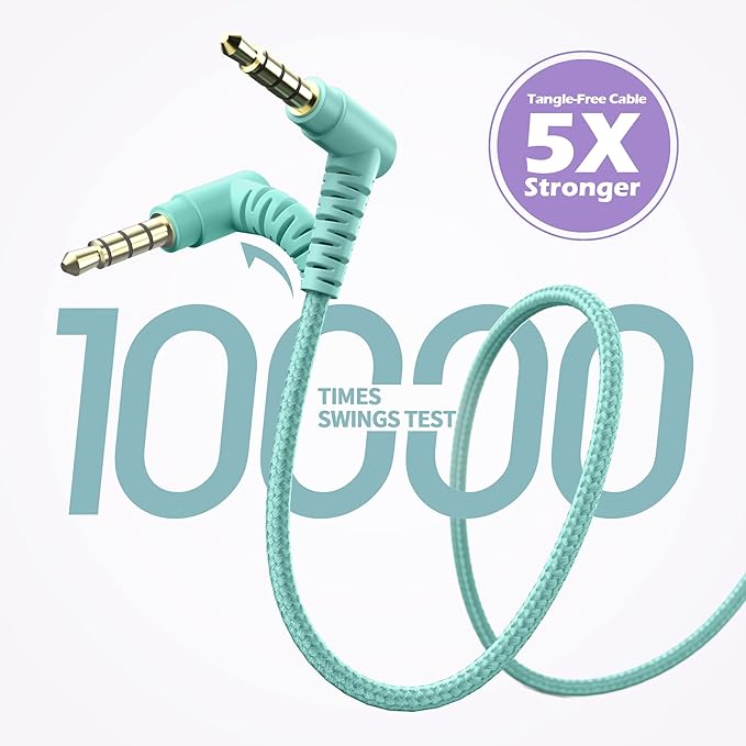 Kids Headphones, AILIHEN I35 On-Ear Headphones for School, 93dB HD Mic Stereo Headphone for Kid Girls Children, Foldable Wired 3.5mm for Chromebook, Laptop, Computer, Tablet (Green Purple)