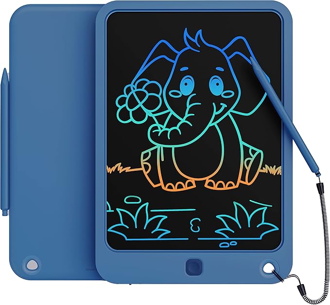 LCD Writing Tablet 10 Inch, Toys for 3 4 5 6 7 8 9 10 Year Old Boys Girls, Colorful Doodle Board Drawing Tablet, Gift for Boys Toddlers Age 3-12 Years, Memo Board, Drawing Pads with Lanyard(Navy)