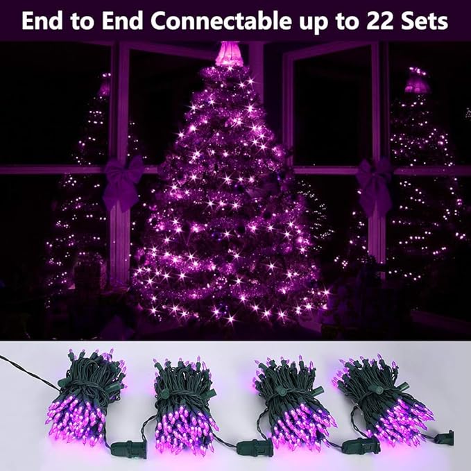 Brizled Purple Halloween Lights, 33ft 100 LED Halloween Lights Outdoor, Connectable Purple String Light 120V UL Certified Christmas Tree Light, Indoor Xmas Light for Xmas Tree Party Home Decorations