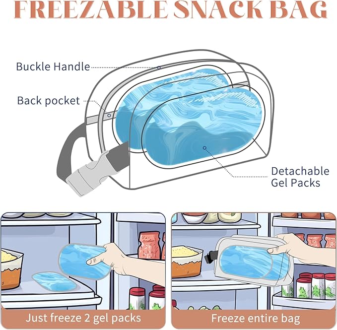 Small Cooler Bag Freezable Lunch Bag for Work School Travel,Leak-proof Small Lunch Bag,Small Insulated Bag For Kids/Adults,Freezer Lunch Bags,Freezable Snack Bag,Mini Lunch Bag 9.8x5.5x4 inch