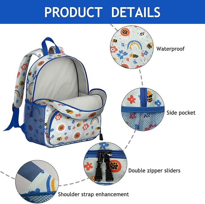 Toddler Backpack for Girls 3-8: Preschool Kindergarten Backpack - Cute Kids Backpacks for Girls Boys-Bee