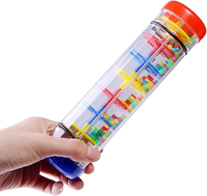 2 Pack Rainmaker Rain Stick Musical Instrument for Babies, Toddlers and Kids, 8 Inch Rainfall Rattle Tube Rainstick Shaker Toy