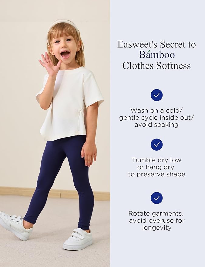 Toddler Girls Leggings 2-Pack Bamboo Viscose Little Girls Casual Stretch Pants