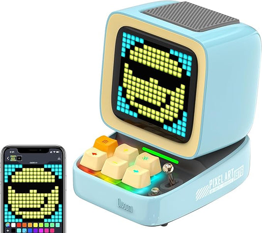 Divoom Ditoo Retro Pixel Art Game Bluetooth Speaker with 16X16 LED App Controlled Front Screen (Blue) …