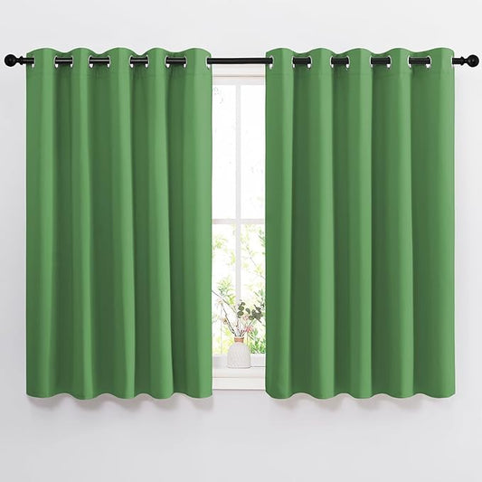 NICETOWN Bedroom Blackout Curtains and Drapes - Window Treatment Thermal Insulated Solid Grommet Blackout Draperies for Bedroom (Forest Green, Set of 2, 66 by 54 Inch)