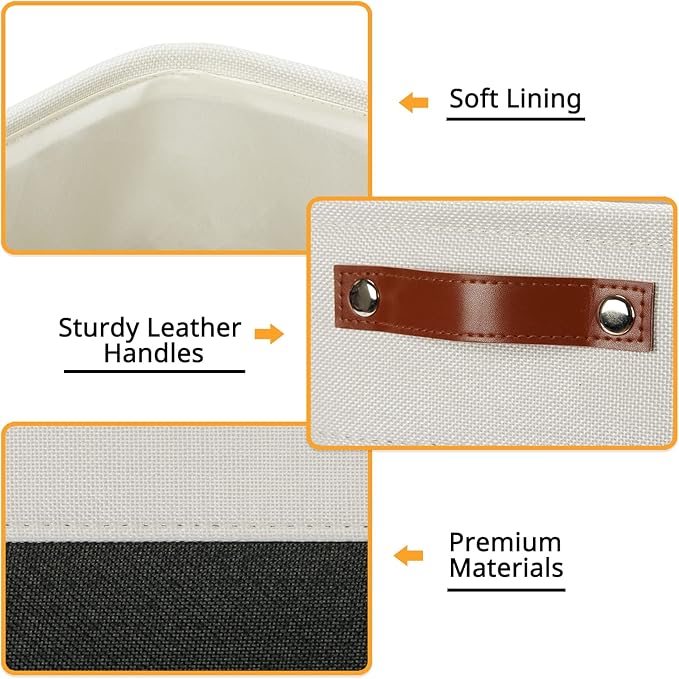 DULLEMELO Set Of 4 Cube Storage Bins, Fabric Storage Basket for Shelves Closet Nursery Toy Storage, 12 Inch Collapsible Fabric Bins for Toy Book Magazine Towel Organizers(4 Pack - 12" White&Black)