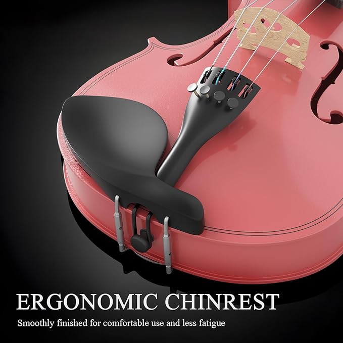 Beginner Violin 4/4, Full Size Violin for Adults, Teens, Student, Acoustic Fiddle Kit with Hard Case, Bow, Rosin, Bridge, Learners Age 12+ (Pink)