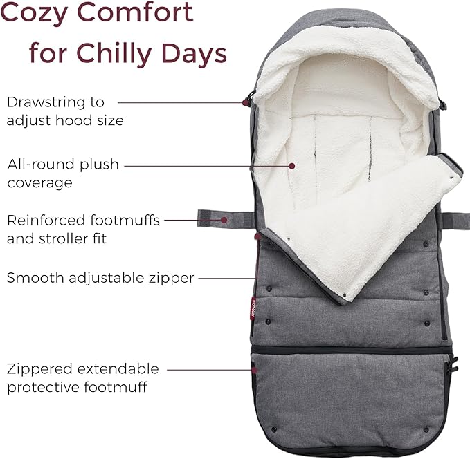 Momcozy Stroller Footmuff | Universal, Weather-Proof, Warm Stroller Bunting Bag | Extendable Winter Cover | Adjustable Buckle