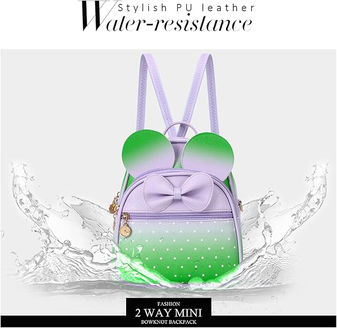 KL928 Girls Bowknot Polka Dot Cute Mini Backpack Small Daypacks Convertible Shoulder Bag Purse for Women