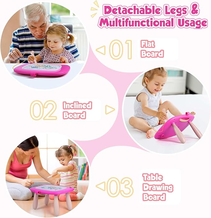 Smasiagon Toddler Girl Boy Toys,Magnetic Drawing Board for Toddlers 1-3,Early Learning Doodle Board Writing Painting Sketch Pad, Birthday Easter Valentines Day Gifts for Kids(Deep Pink)