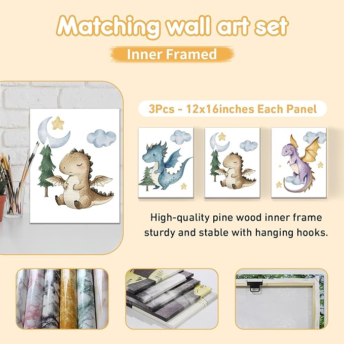 Custom Baby Crib Bedding Set, 5 Pcs Personalized Name Baby Crib Sets for Infant Toddler, Blue Dinosaur Nursery Bedding Set for Baby Boy, Double Layer Baby Bedding Sets Customized Gifts