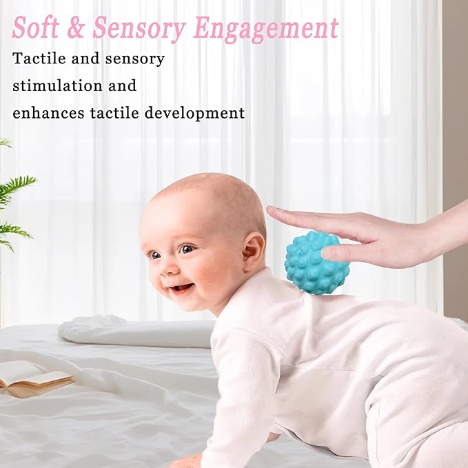 12P Sensory Balls for Toddlers 1-3,Balls for Baby Toys 6-12 Months,Bright Color Textured Multi Soft,Baby Massage Toy,Birthdays, Includes Storage Bag