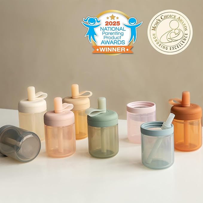 Moonkie Baby Training Cup Silicone Straw Cup | BPA-Free Drop-Proof Sippy Cups for Infants Toddlers and Kids 6 Months+ | 5 oz, 1pack, DX-BTC-01