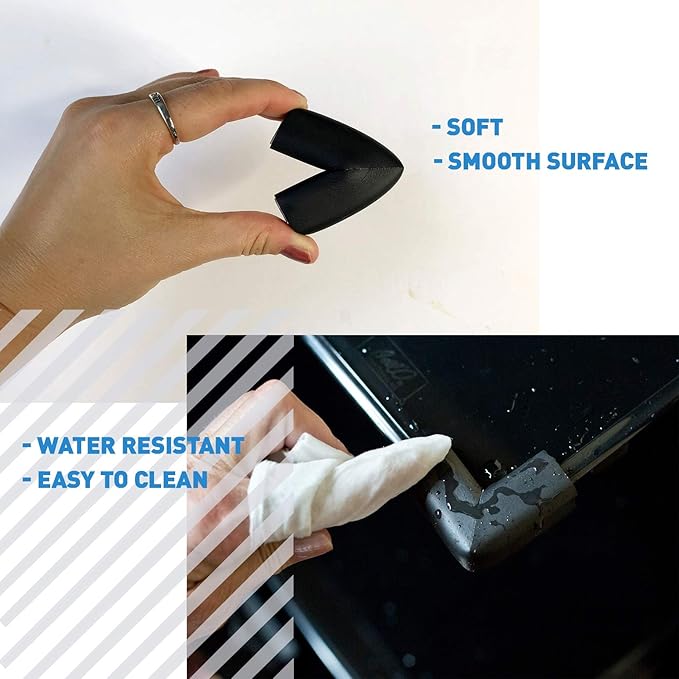 Baby Proof Corners and Edges with Furniture Corner & Edge Safety Bumpers, Impact-Absorbent 18ft Bumper & 8 Foam Corner Protectors, Cushy, Thick, Odorless Table Edge Protectors for Baby, Child | Black