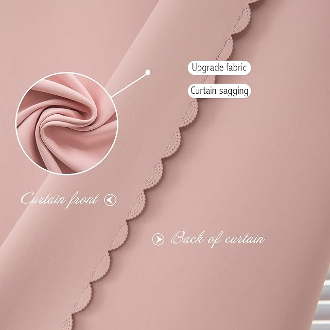 Self Adhesive Blackout Curtains- Stick on Curtains Shades Window Blinds Curtains No Rod Needed Easy to Hang Curtain, Use for Bedroom, Living Room,Roman Shades, 47" W X 79" L, Pink, 1 Panel