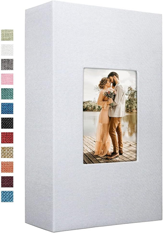 Vienrose Linen Photo Album 420 Pockets for 4x6 Photos Fabric Cover Photo Books Slip-in Picture Albums for Wedding Baby Vacation