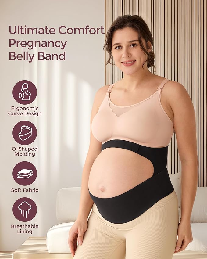 Momcozy Pregnancy Belly Band, CozySupport Ergonest Maternity Belly Band, Invisible Pregnancy Belt for Back, Abdomen, Waist