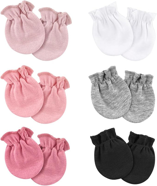 Newborn Baby Mittens No Scratch Cotton Elastic Wrist Gloves Infant Toddler Mittens for Baby Boy Girl 0-6 Months
