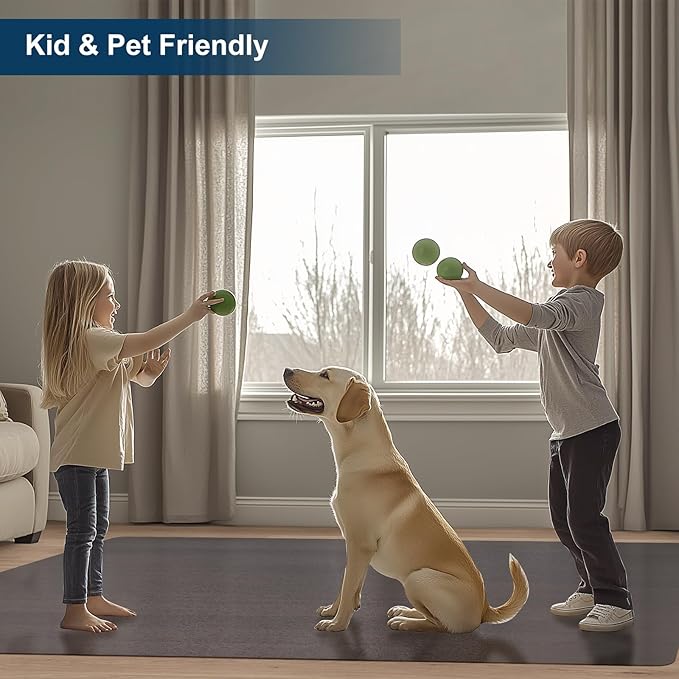 Floor Mats for Home, 5'×7' Translucent Black Vinyl Area Rug for Under Dining Table, Waterproof Non-Slip Hard Floor Living Room Rug, PVC Rolling Chair Protector for Workspace, High Traffic Areas