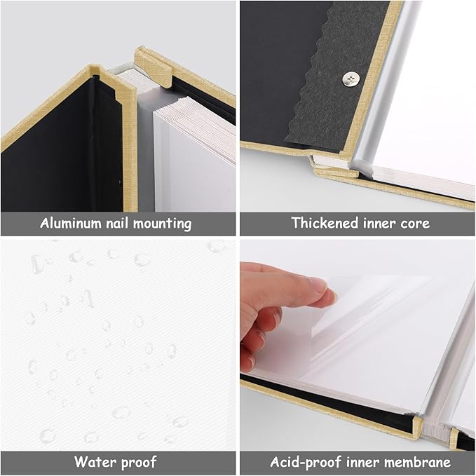 Zesthouse Large 18In Photo Album Self Adhesive 60 Pages, Scrapbook Albums with Sticky Page Holds 10x12 & 8x10 & 5X7 & 4x6 Pictures, DIY Photo Book Ideal Gift for Family Wedding Baby