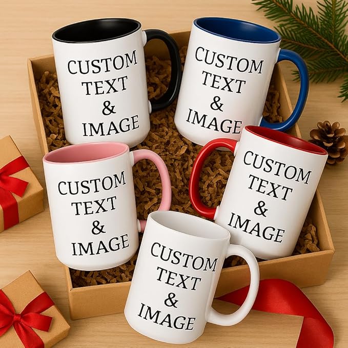 Customized Photo Mug with Personalized Text Upload Your Image with Different Designs