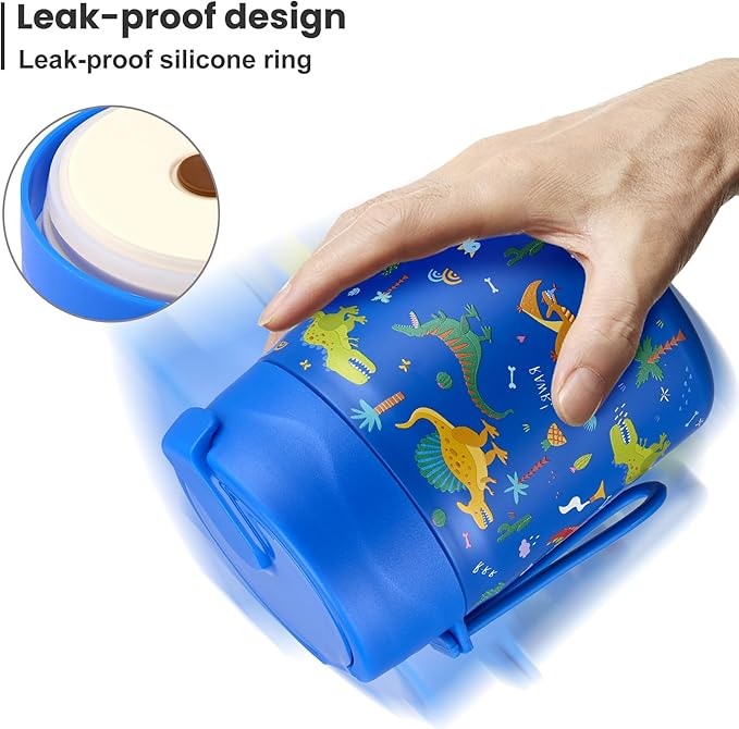 17oz Soup Thermo for Hot Food Kids,Insulated Food Jar with Spoon,Thermo Hot Food Lunch Container,Wide Mouth Leakproof Stainless Steel Lunch Box for School-Dinosaur