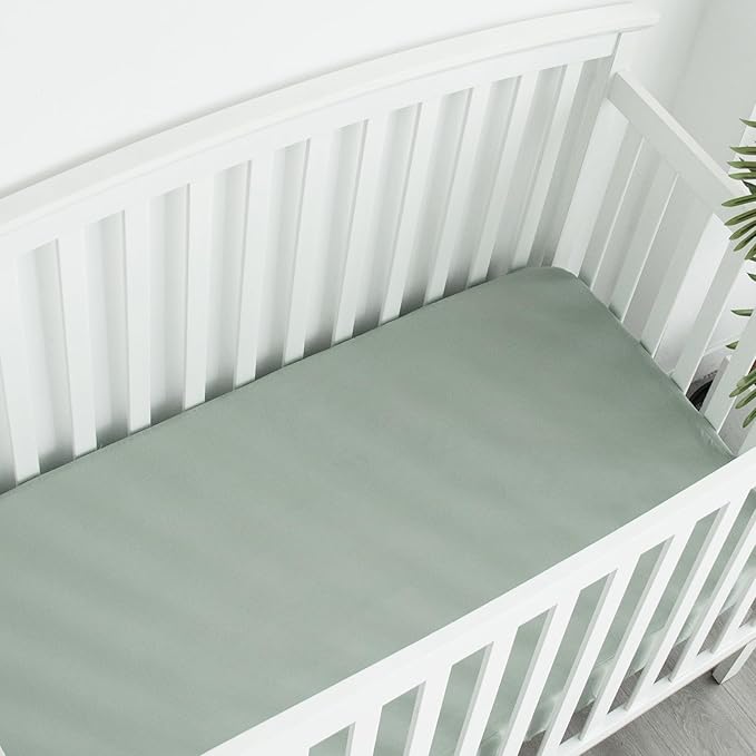 Crib Sheets 4 Pack for Baby Boys & Girls, Neutral Crib Sheet Fitted 52'' x 28'' for Standard Crib & Toddler Mattress, Ultra Soft Material Baby Sheet, Aqua Leaf