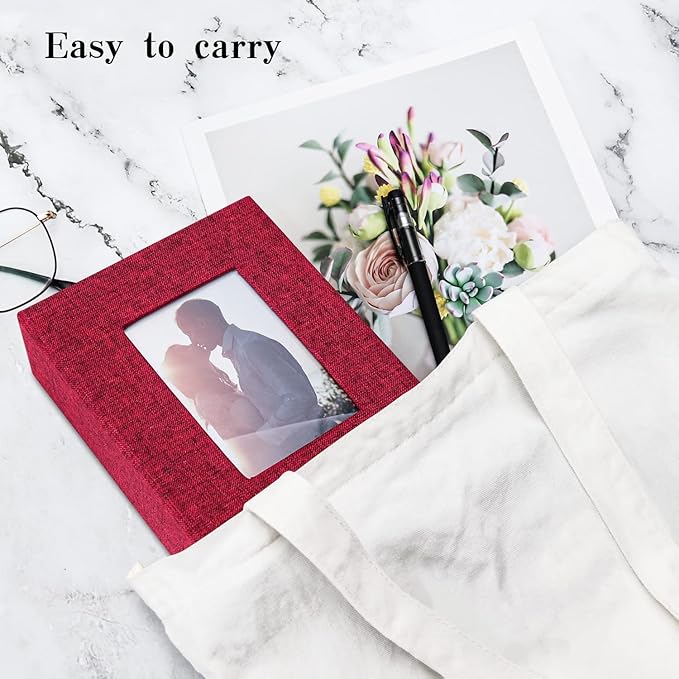 Vienrose Photo Album 4x6 100 Pages Photos Linen Cover Picture Book with Front Window for Baby Wedding Children