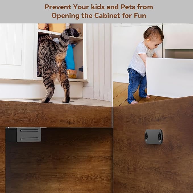 Cabinet Door Magnet, Flat Bottom Cabinet Magnetic Catch with Adhesive, Easy to Install,Only Takes 1 Minute,35lb Magnetic Cabinet Door Drawer Latch(Black, 4Pack)